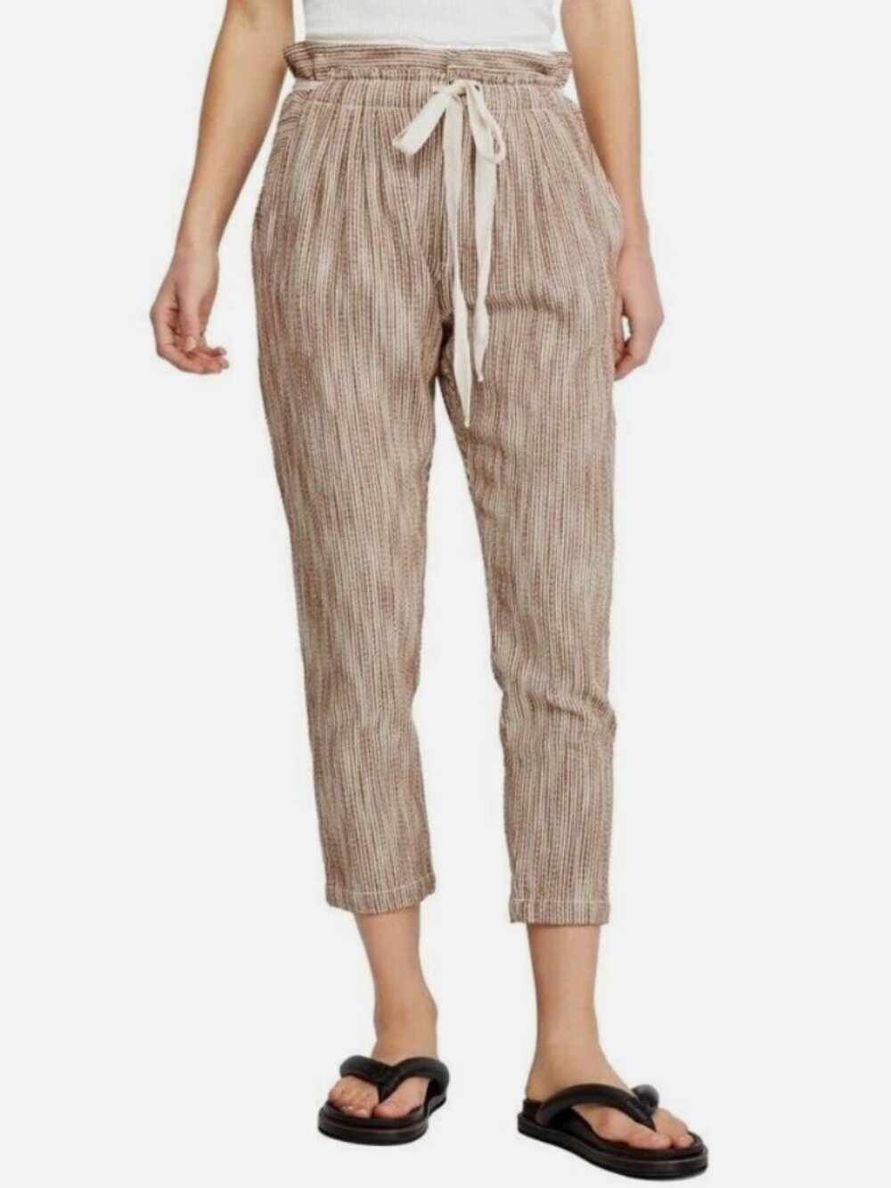 Free People Light At Sunrise Pants Womens 4 Striped Caraway Brown High Rise Boho